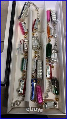 Christopher Radko Train Garland with Box AS IS READ 2 Cars Damaged