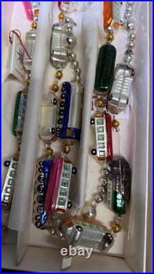 Christopher Radko Train Garland with Box AS IS READ 2 Cars Damaged