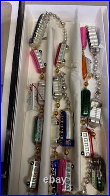 Christopher Radko Train Garland with Box AS IS READ 2 Cars Damaged