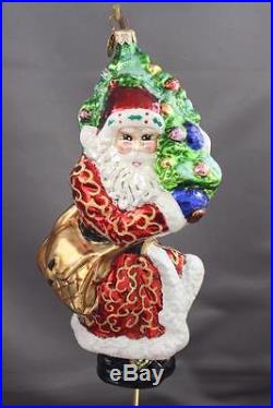 Christopher Radko Tree Trimmin Santa Ornament 2000 00-199-0 Satchel 8.5