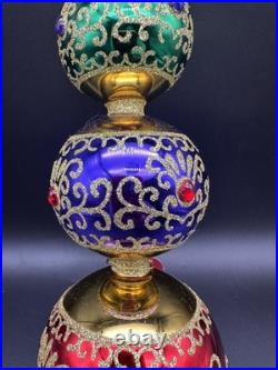 Christopher Radko Truly Multi Faceted Finial 1019526 16 Gold Red Purple Green