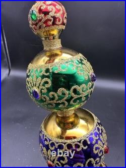 Christopher Radko Truly Multi Faceted Finial 1019526 16 Gold Red Purple Green