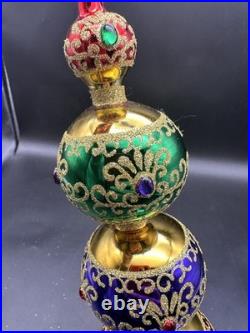 Christopher Radko Truly Multi Faceted Finial 1019526 16 Gold Red Purple Green