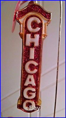 Christopher Radko UP IN LIGHTS CHICAGO marquee hometown Ornament w Box SUPER