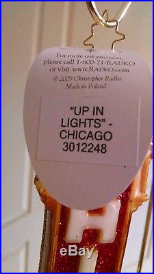 Christopher Radko UP IN LIGHTS CHICAGO marquee hometown Ornament w Box SUPER