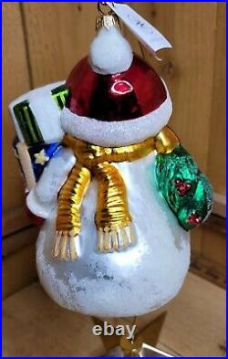 Christopher Radko Vintage 1998 Frosty Tenor Glass Ornament Snowman Wreath 7.5