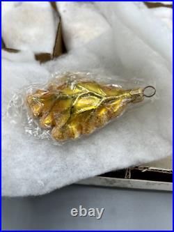 Christopher Radko Vintage Autumn OAK Leaf Ornament Case 12 /GOLD NIB RARE