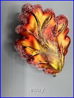 Christopher Radko Vintage Case of 12 OAK Leaf / Mini Oak Frost/RED NIB RARE