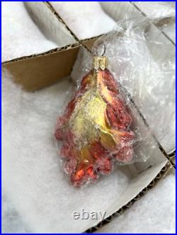 Christopher Radko Vintage Case of 12 OAK Leaf / Mini Oak Frost/RED NIB RARE