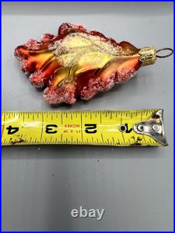 Christopher Radko Vintage Case of 12 OAK Leaf / Mini Oak Frost/RED NIB RARE
