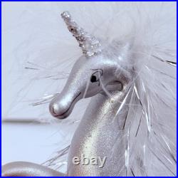 Christopher Radko Vintage Silver Lightning Italian Christmas Glass Ornament RARE