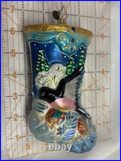 Christopher Radko WINTERWOOD WINGS Blue Bird Portrait Stocking Ornament 1013566