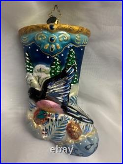 Christopher Radko WINTERWOOD WINGS Blue Bird Portrait Stocking Ornament 1013566