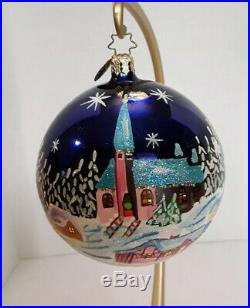 Christopher Radko WINTER VIEW 02-0465-0 beautiful Blue glass ornament 4 ball
