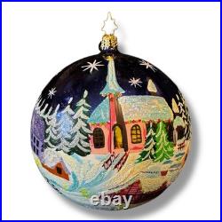 Christopher Radko Winter View Large Ball Drop Glass Ornament