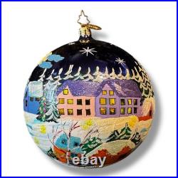 Christopher Radko Winter View Large Ball Drop Glass Ornament