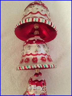 Christopher Radko Wintermint Whimsy Gingerbread Bells Sweet Candy Cane Ornament