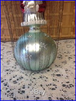 Christopher Radko Wire Wrapped 3 Tier Santa & Balloon Blown Glass Ornament