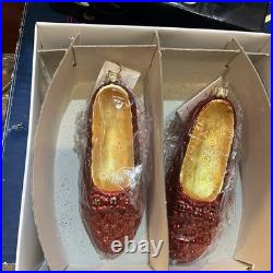 Christopher Radko Wizard Of Oz Blown Glass Ornaments RUBY SLIPPERS (Pair) In Box