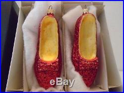Christopher Radko Wizard of Oz Matched Pair of Ruby Slipper Christmas Ornaments