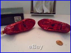 Christopher Radko Wizard of Oz Matched Pair of Ruby Slipper Christmas Ornaments