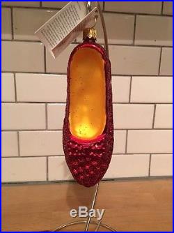Christopher Radko Wizard of Oz Ruby Slippers LE 1220/10000 Glass Ornament