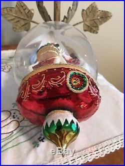Christopher Radko Woodland Traveler Christmas Ornament Santa In Dome Retired