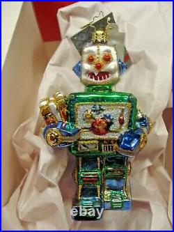 Christopher Radko Yule-Bot Robot Glass Christmas Ornament 1015960