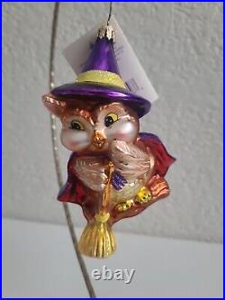 Christopher Radko's Witch Winger Owl Blown Glass Halloween Ornament