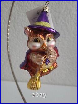 Christopher Radko's Witch Winger Owl Blown Glass Halloween Ornament