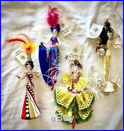 Christopher Radko set of four Festive Ladies Italian ornaments! Mint condition