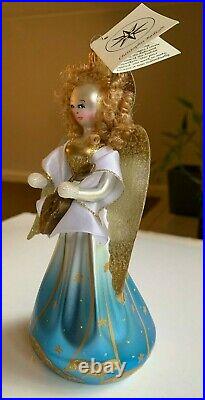 Christopher Radko vintage collectible glass ornament Guitar picking angel