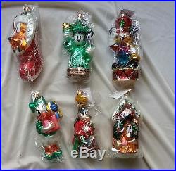 Christopher radko disney ornaments 6 Assorted NEW in boxes