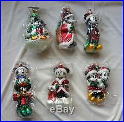 Christopher radko disney ornaments 6 Mickey Christmas NEW in boxes