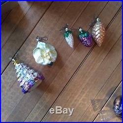 Collection of 11 Christopher Radko and Smith & Hawken Christmas Ornaments