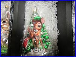 Disney Christopher Radko Bambi 4 Piece Glass Ornament Set with COA MIB Q638