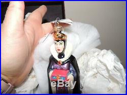 Disney Christopher Radko Set Snow White Evil Queen Old Hag Witch Mirror Ornament