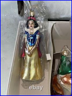 Disney Christopher Radko Snow White and Seven Dwarfs Ornament Set W Box & Tags