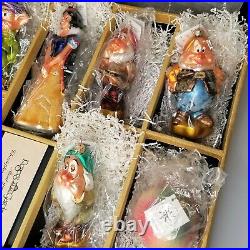 Disney Radko Snow White Seven Dwarfs SEALED Set Roger's Garden Ornaments RARE