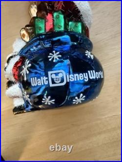 Disney World Christopher Radko Santa Chip & Dale Glass Christmas Ornament NEW