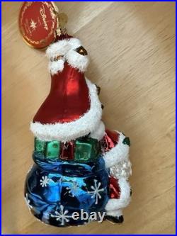 Disney World Christopher Radko Santa Chip & Dale Glass Christmas Ornament NEW