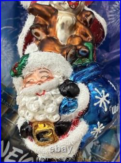 Disney World Christopher Radko Santa Chip & Dale Glass Christmas Ornament NEW