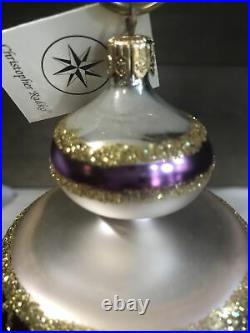 Early Christopher Radko Ball Drop Spin Top Purple / gold ornament 1980s