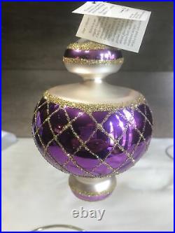 Early Christopher Radko Ball Drop Spin Top Purple / gold ornament 1980s