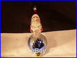 Early Rare Christopher Radko Christmas Ornament 5 3/4 Santa On A Ball 5th Yr