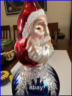 Extremely Rare Christopher Radko Christmas Ornament Santa on Ball 1990