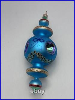 FAB Rare Christopher Radko Turquoise Razzmatazz Triple Indent Ornament 98-2-0