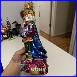 FLAW Radko King Nutcracker With Presents Glass Ornament 9