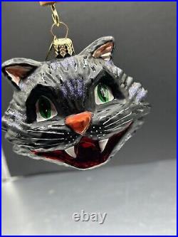 HTF Christopher Radko MICE SCREAM Halloween Black Cat Head Ornament 01-0303-0