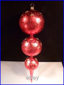 HUGE CHRISTOPHER RADKO CHRISTMAS ORNAMENT RED WithGOLD STARBURSTS LIMITED EDITION
